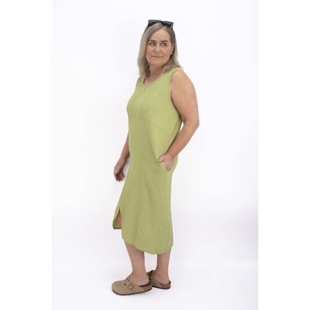 Thing Karo Olive Linen Blend Seersucker Dress - Green