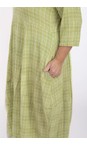 Thing Olive Kreya Linen Blend 3/4 Sleeve Check Dress  