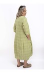 Thing Olive Kreya Linen Blend 3/4 Sleeve Check Dress  