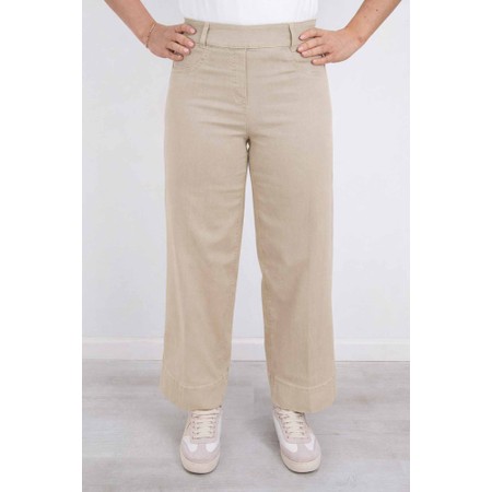 Robell Debby 09 Sand Crop Wide Leg Pull On Jean - Beige