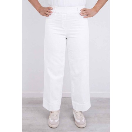 Robell Debby 09 White Crop Wide Leg Pull On Jean - White