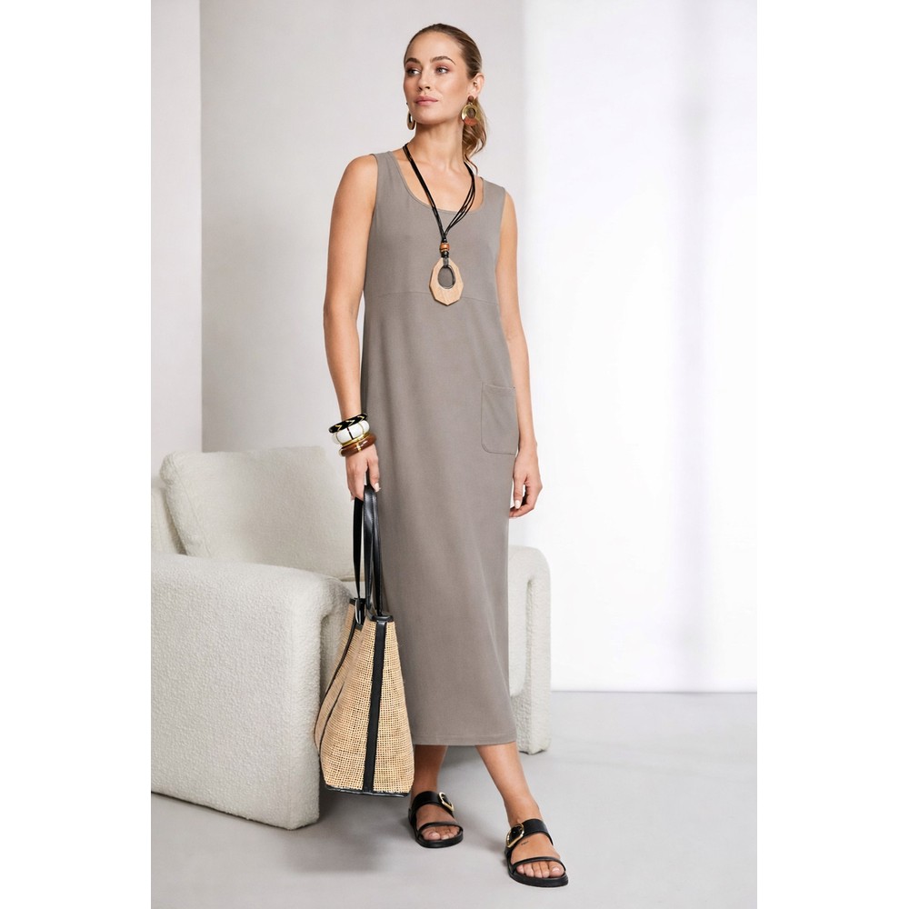 Naya Naya Taupe Basic Jersey Dress Taupe