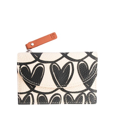 Caroline Gardner Mono Looped Hearts Card Holder Coin Purse - Black