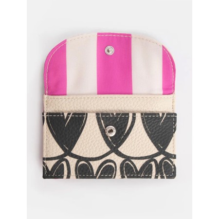 Caroline Gardner Mono Looped Hearts Card Holder Coin Purse - Black