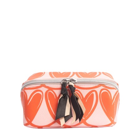 Caroline Gardner Pink Linked Hearts Diagonal Cosmetic Bag - Pink