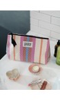 Caroline Gardner Multi Checkerboard Stripe Coated Cotton Beauty Bag  
