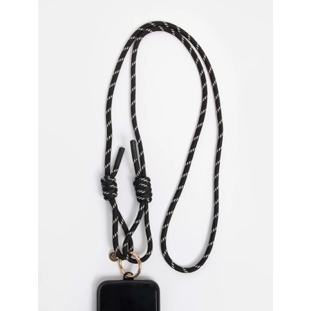 Caroline Gardner Black Cord Crossbody Long Phone Strap - Black