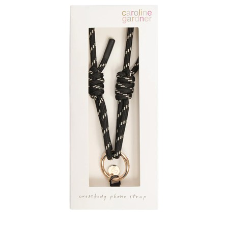 Caroline Gardner Black Cord Crossbody Long Phone Strap - Black