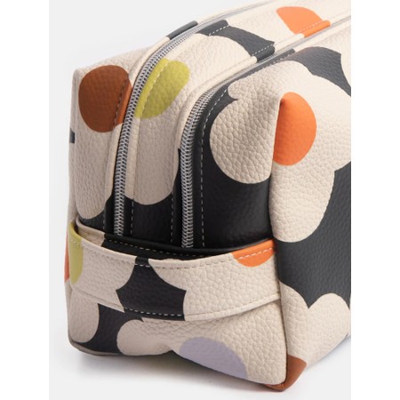 Caroline Gardner Multi Flower Charcoal Large Travel Wash Bag - Multicoloured