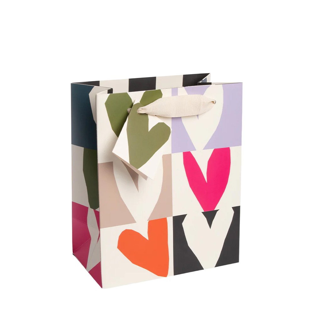Caroline Gardner Mono Checkmate Medium Gift Bag Mono Checkmate Heart
