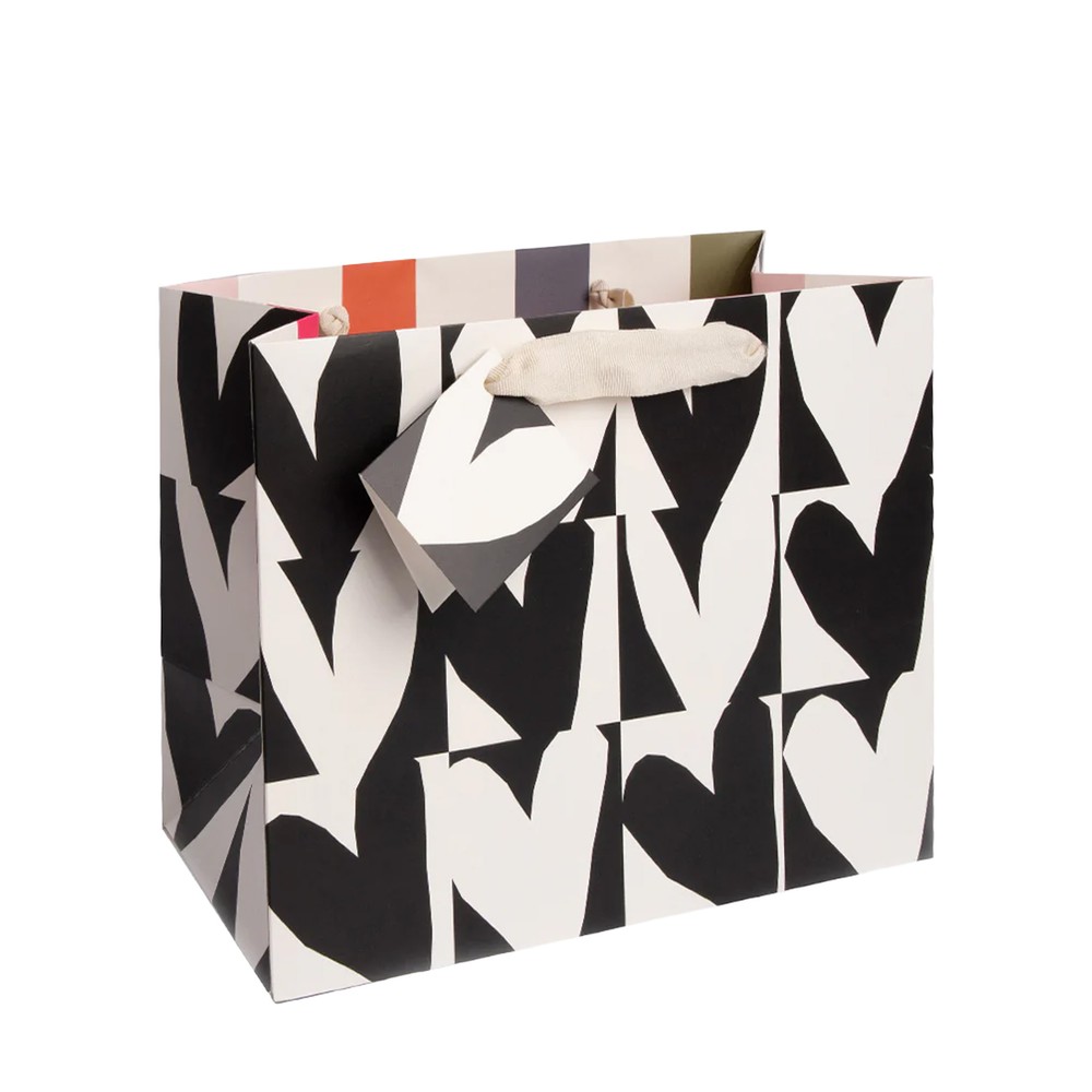 Caroline Gardner Mono Checkmate Heart Landscape Gift Bag Mono Checkmate Heart