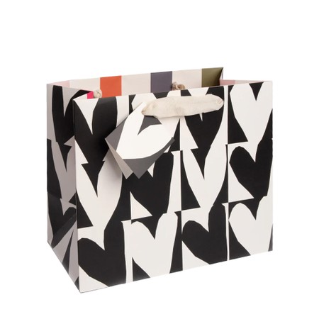 Caroline Gardner Mono Checkmate Heart Landscape Gift Bag - Multicoloured