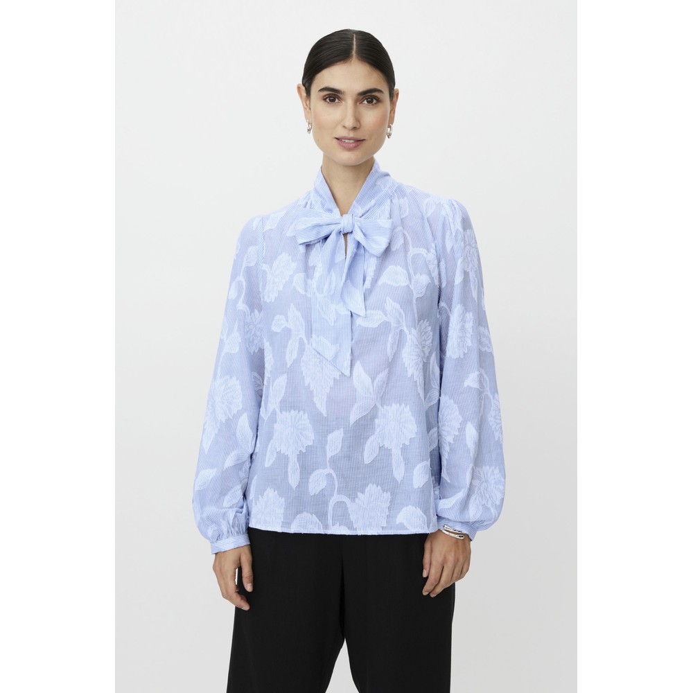 Masai Clothing MaBellindra Striped Jacquard Top Placid Blue