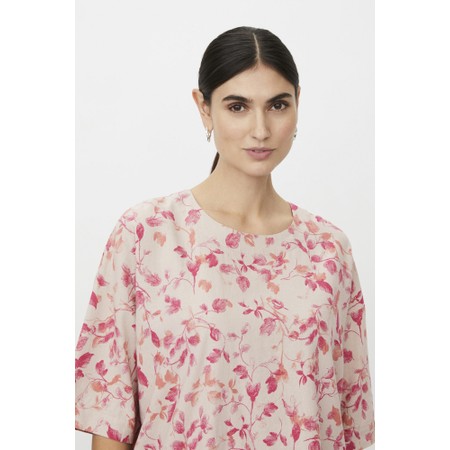 Masai Clothing MaDegana Print Linen Top - Red