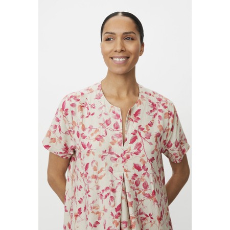 Masai Clothing MaNipani Carmine Print Linen Dress - Red