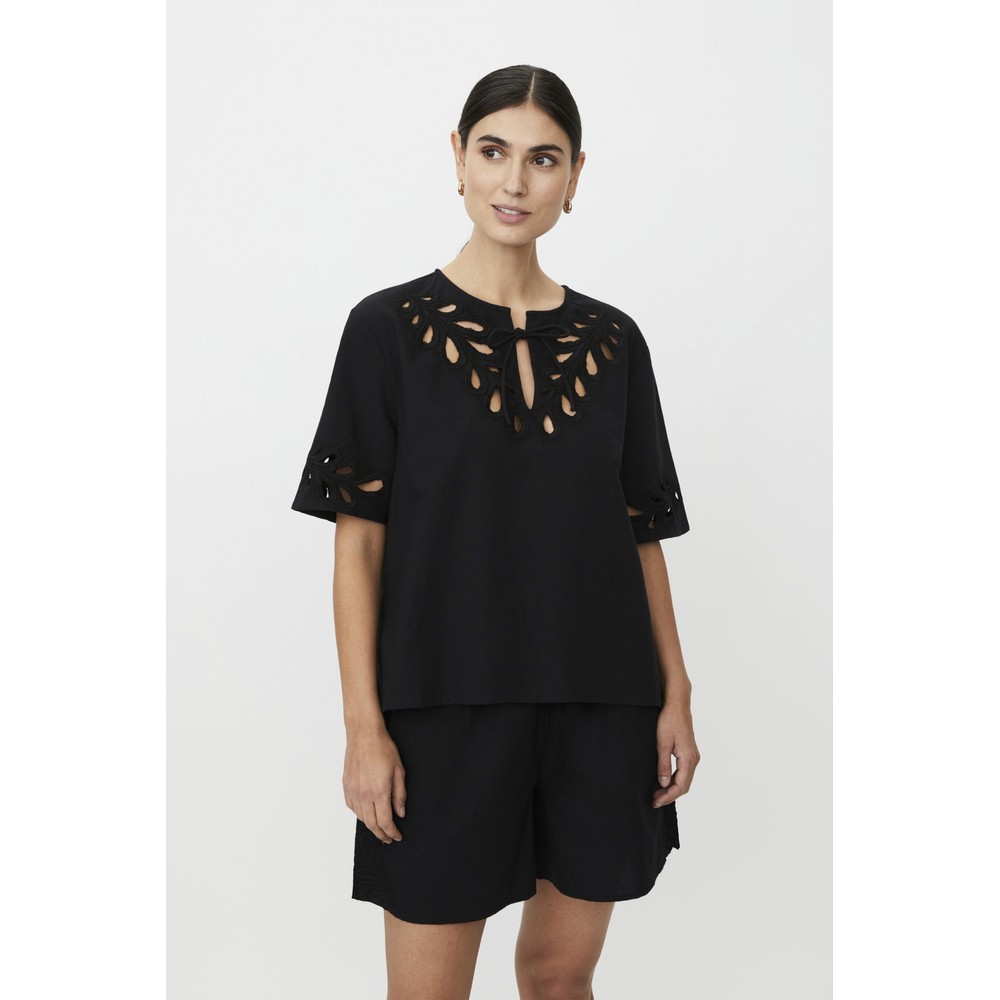 Masai Clothing MaDyselle Embroidered Top Black 