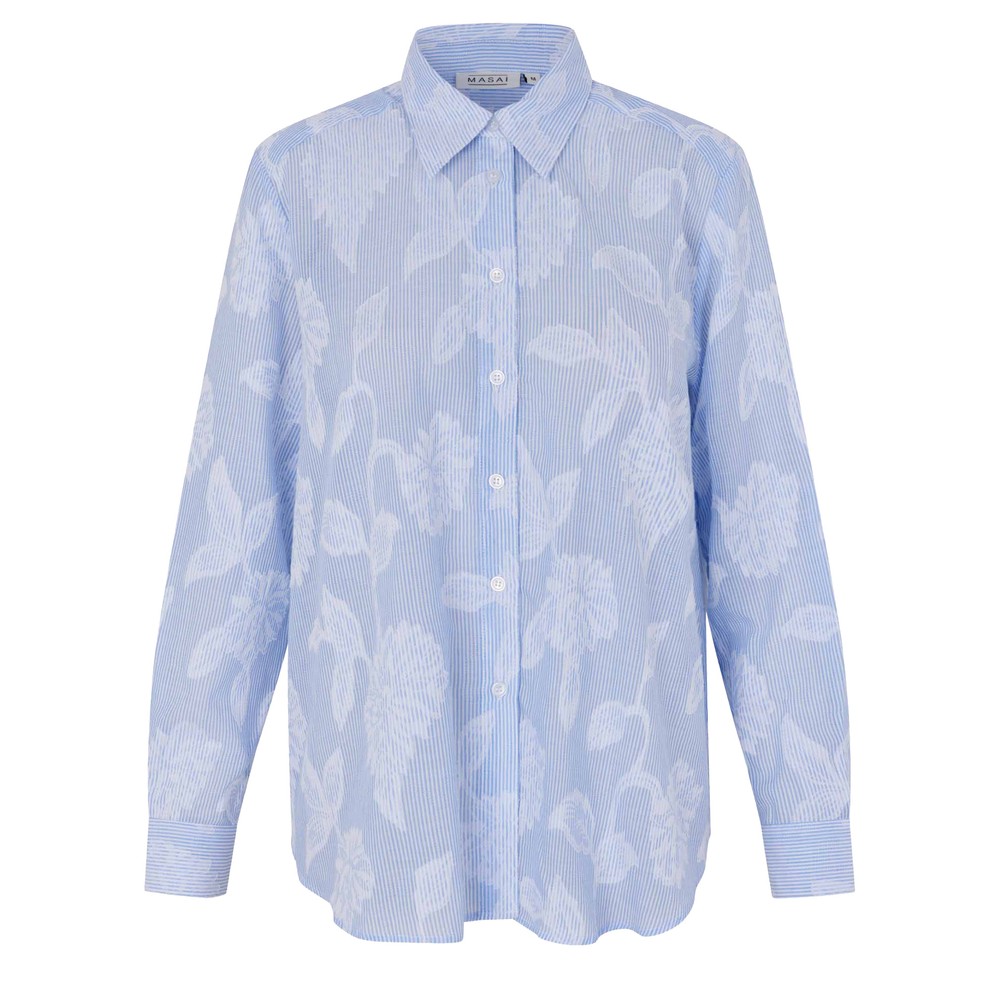Masai Clothing MaImma Striped Jacquard Shirt Placid Blue
