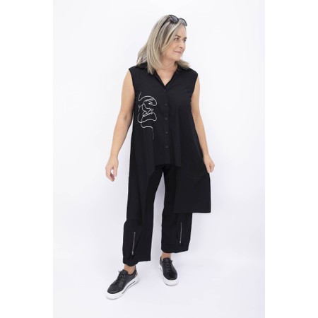 Naya Naya Black Side Panelled Print Top - Black