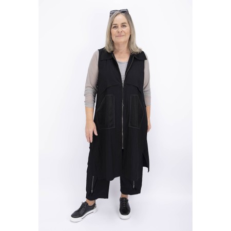Naya Naya Black Zip Contrast Pocket Waistcoat - Black