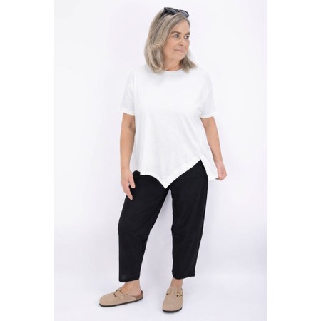 Naya Naya Detail Hem White Jersey Top - White