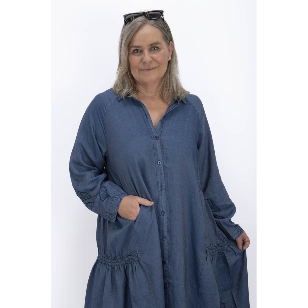 NOEN Embroidered Denim Dress Sea Blue 62