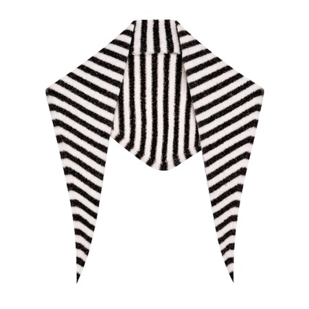 Gemini Label Accessories Triangle Neck Black Stripe Supersoft Wool Scarf - Black