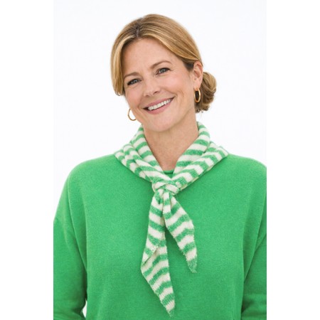 Gemini Label Accessories Triangle Neck Green Stripe SuperSoft Wool Scarf - Green