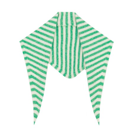 Gemini Label Accessories Triangle Neck Green Stripe SuperSoft Wool Scarf - Green