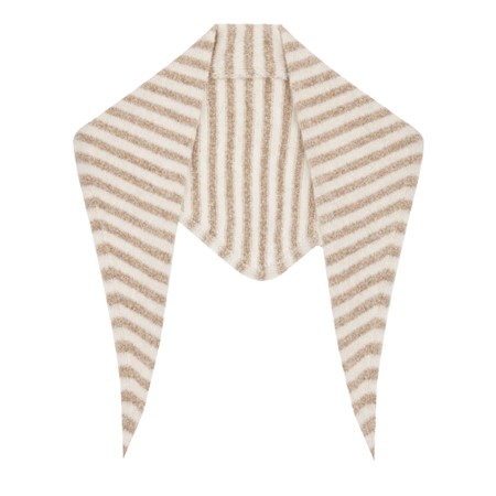 Gemini Label Accessories Triangle Neck Mushroom Stripe SuperSoft Wool Scarf - Beige