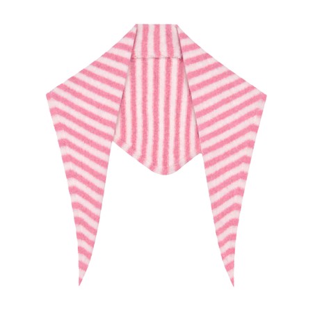 Gemini Label Accessories Triangle Neck Pale Pink Stripe SuperSoft Wool Scarf - Pink