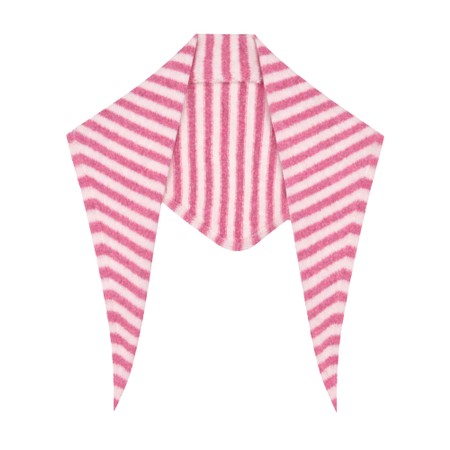 Gemini Label Accessories Triangle Neck Pink Stripe SuperSoft Wool Scarf - Pink
