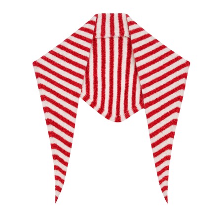 Gemini Label Accessories Triangle Neck Red Stripe Supersoft Wool Scarf - Red