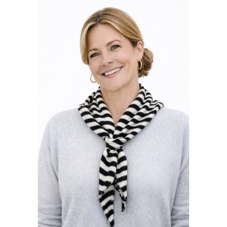 Gemini Label Accessories Triangle Neck Black Stripe Supersoft Wool Scarf - Black