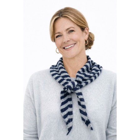 Gemini Label Accessories Triangle Neck Navy Stripe Supersoft Wool Scarf - Blue