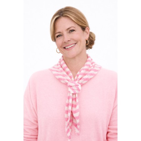 Gemini Label Accessories Triangle Neck Pale Pink Stripe SuperSoft Wool Scarf - Pink