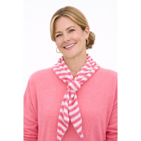Gemini Label Accessories Triangle Neck Pink Stripe SuperSoft Wool Scarf - Pink