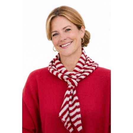 Gemini Label Accessories Triangle Neck Red Stripe Supersoft Wool Scarf - Red