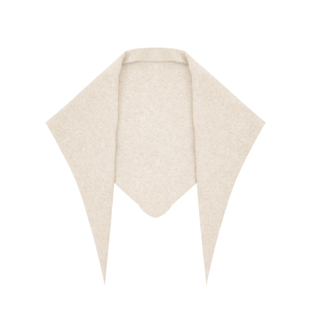 Gemini Label Accessories Triangle Neck Cream Plain Supersoft Wool Scarf Cream