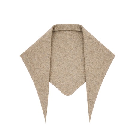 Gemini Label Accessories Triangle Neck Mushroom Plain Supersoft Wool Scarf - Beige
