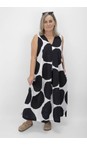 Tirelli Black / White Spot Black And White Inverted Pleat Poplin Dress  