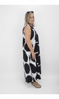 Tirelli Black / White Spot Black And White Inverted Pleat Poplin Dress  
