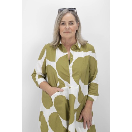 Tirelli Chartreuse And White Spot Handkerchief Hem Print Shirt - White