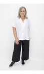 Tirelli White  White Shawl Collar Pleat Woven Top  