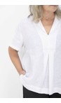 Tirelli White  White Shawl Collar Pleat Woven Top  