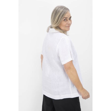 Tirelli White Shawl Collar Pleat Woven Top - White