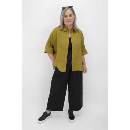 Tirelli Chartreuse Seam Detail Boxy Linen Shirt - Gold