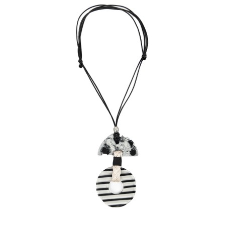 Naya Naya Striped Disc Print Necklace - Black