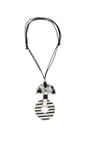 Naya Black / Cream Naya Striped Disc Print Necklace  