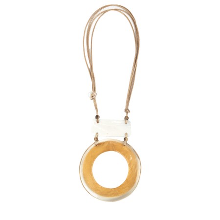 Naya Naya Brushed Gold Circle Necklace - Beige