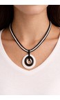 Naya White / Black Naya Two Tone Circle Necklace  
